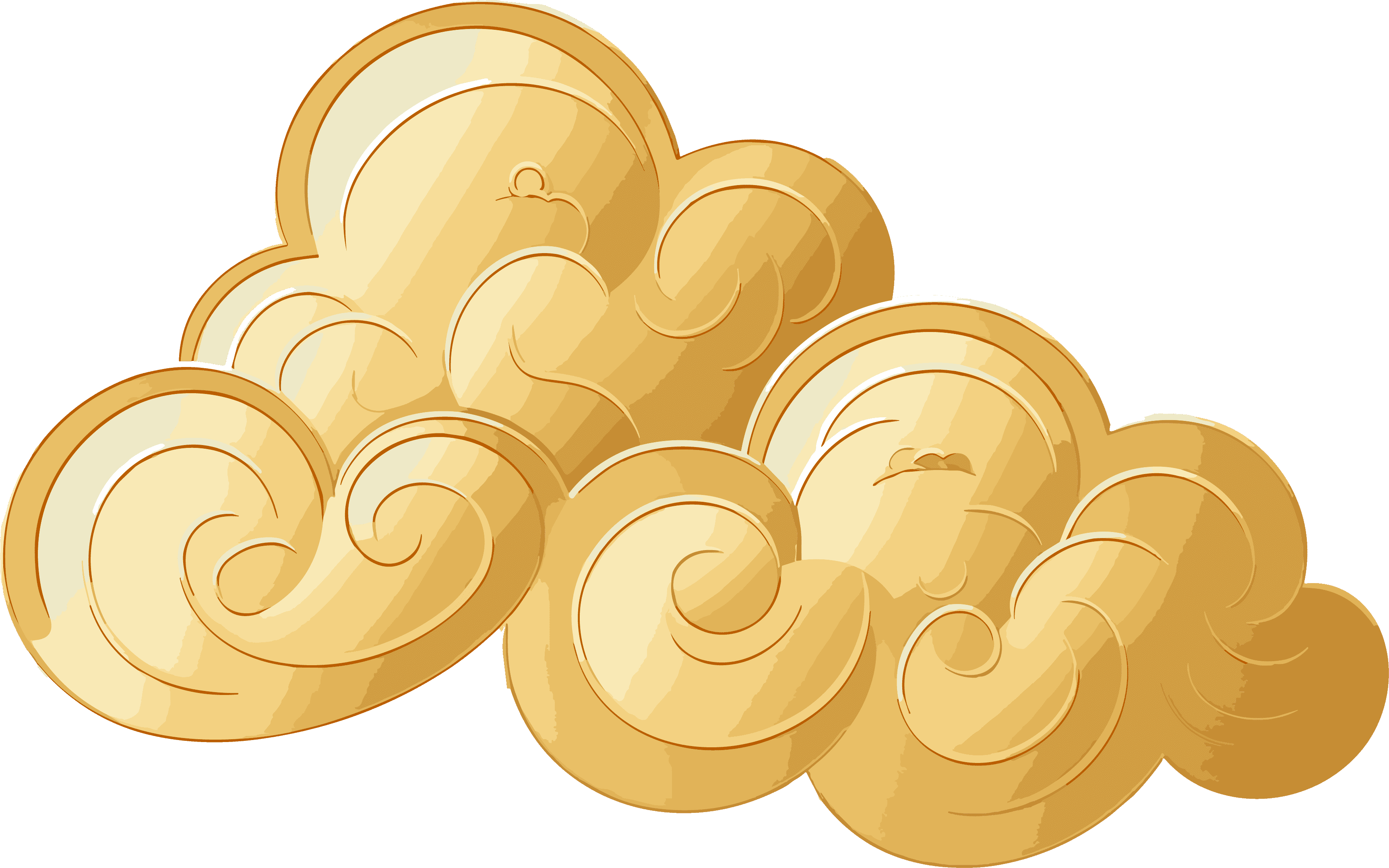 Simple illustration of golden auspicious clouds