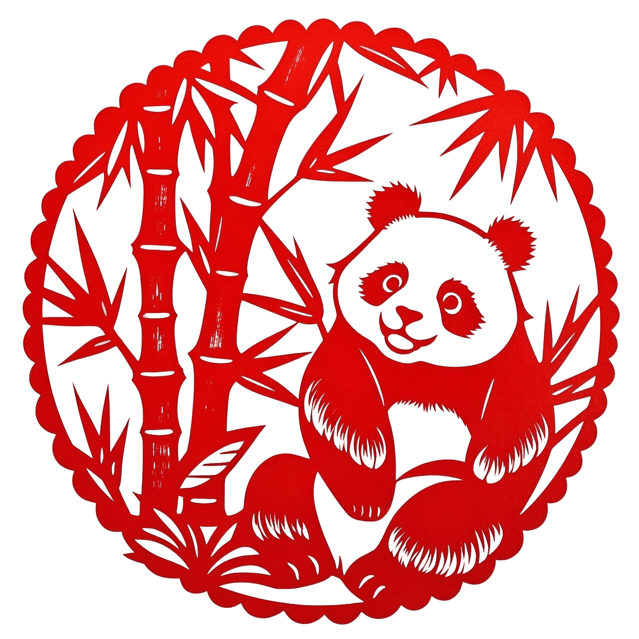 Panda bamboo paper-cutting