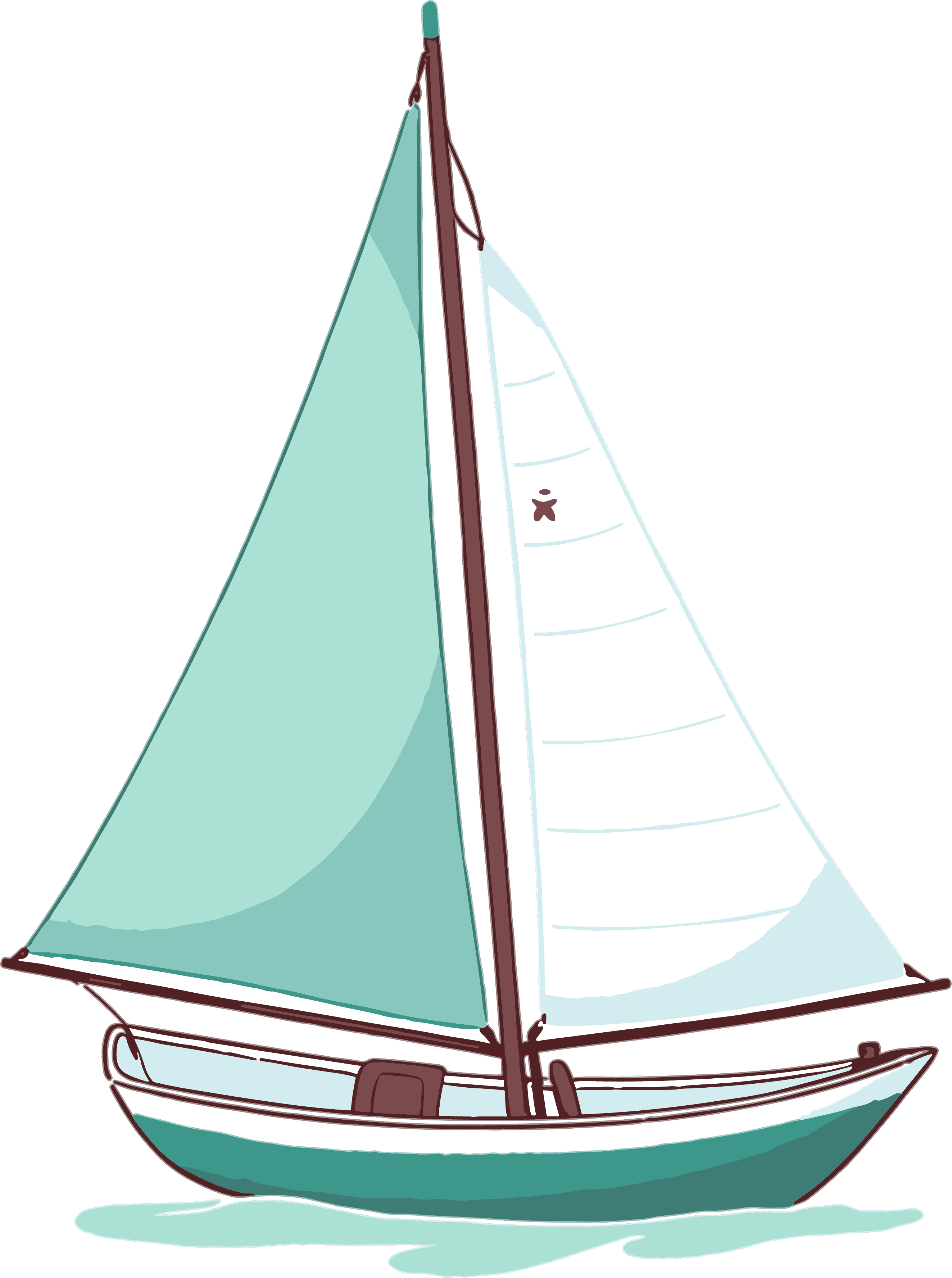 Creative elements of cartoon sailboats